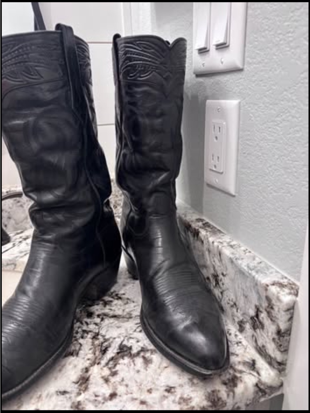 JB Hill Black Leather Western Boots - Picture 2 of 5